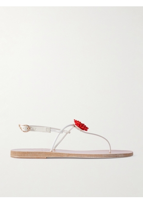 Ancient Greek Sandals - Dimitra Coral Embellished Leather Sandals - White - IT39,IT40,IT41,IT42