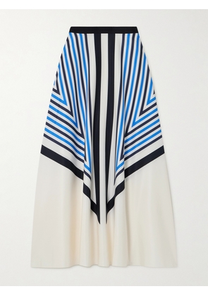 Joseph - Avron Striped Silk And Cotton-blend Maxi Skirt - Blue - FR34,FR36,FR38,FR40,FR42,FR44