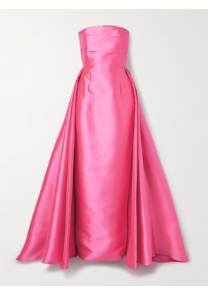 Solace London - Tiffany Strapless Pleated Satin-twill Gown - Pink - UK 4,UK 6,UK 8,UK 10,UK 12,UK 14,UK 16