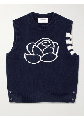 Thom Browne - Striped Intarsia-knit Merino Wool Vest - Blue - IT36,IT38,IT40,IT42,IT44,IT46