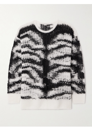 Stella McCartney - Striped Open-knit Alpaca-blend Sweater - White - xx small,x small,small,medium,large,x large