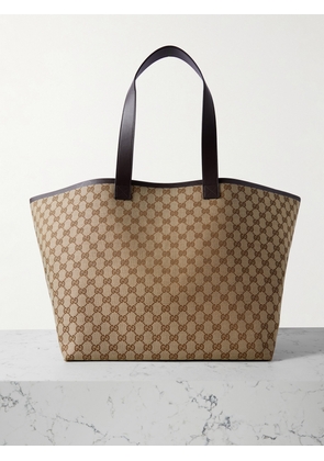 Gucci - Super Leather-trimmed Printed Coated-canvas Tote - Neutrals - One size