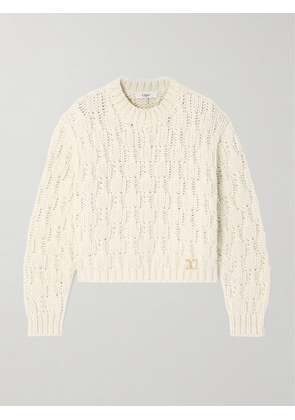 Chloé - Cropped Cable-knit Wool, Silk And Cashmere-blend Sweater - White - x small,small,medium,large,x large