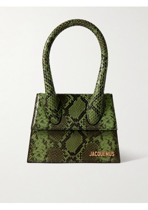 Jacquemus - Le Chiquito Mini Snake-effect Patent-leather Tote - Green - One size