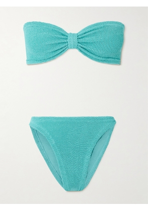 Hunza G - Jean Seersucker Bandeau Bikini - Blue - Beachwear One Size