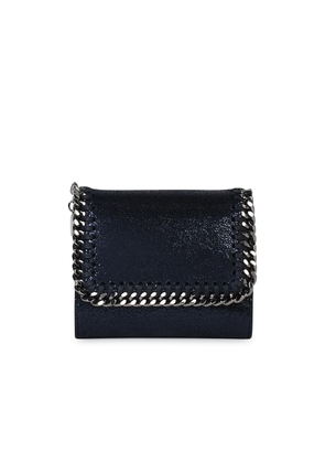 Stella Mccartney Small Falabella Tri-Fold Blue Recycled Polyester Wallet
