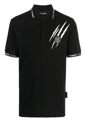 Plein Sport logo-patch short-sleeved polo shirt - Black