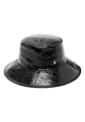Versace crocodile-embossed leather bucket hat - Black