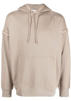 Helmut Lang logo-embroidered cotton hoodie - Neutrals