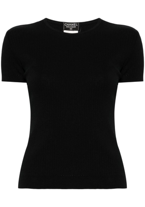 CHANEL Pre-Owned 1997 ribbed-knit cotton T-shirt - Black