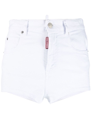 DSQUARED2 Honey logo-patch denim mini shorts - White