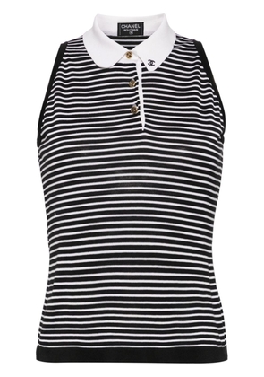 CHANEL Pre-Owned 1990-2000s striped cotton tank top - Black