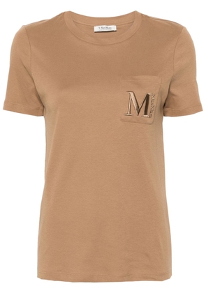 'S Max Mara embroidered-logo cotton T-shirt - Brown