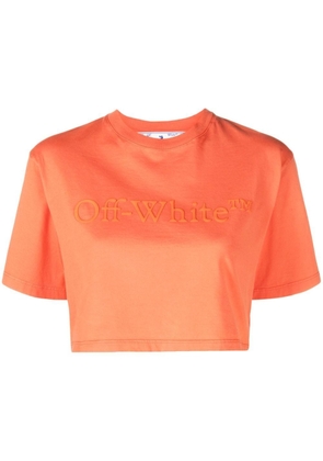 Off-White logo-print cropped T-shirt - Orange