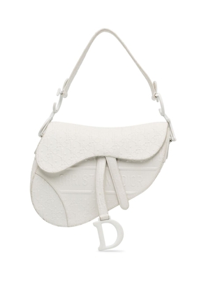 Christian Dior Pre-Owned 2020 Embossed Leather Oblique Saddle shoulder bag - White