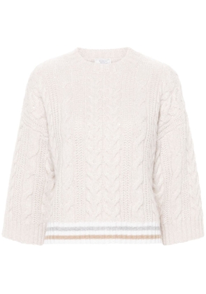 Peserico sequin-embellished cable-knit jumper - Neutrals