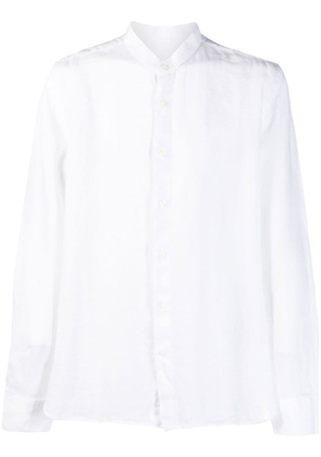 120% Lino band-collar linen shirt - White