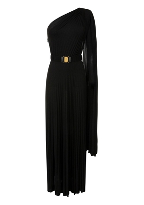 Elisabetta Franchi single long sleeve gathered maxi dress - Black