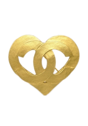 CHANEL Pre-Owned 1995 CC heart brooch - Gold