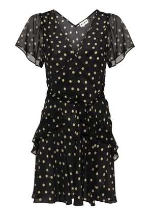 Rixo Sutton polka dot-print mini dress - Black