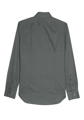 Canali geometric-pattern cotton shirt - Green