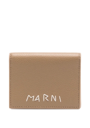 Marni embroidered-logo leather wallet - Brown