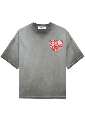 MSGM heart-print drop-shoulder T-shirt - Grey