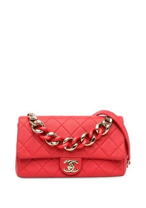 CHANEL Pre-Owned 2019 Small Lambskin Elegant Chain Single Flap satchel - Red