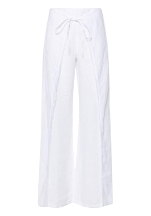 120% Lino frayed-detail linen trousers - White