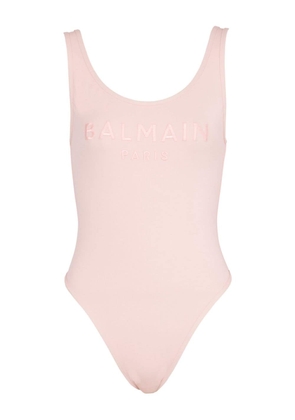 Balmain embroidered-logo one-piece swimsuit - Pink