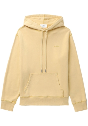 AMI Paris logo-embroidered cotton hoodie - Yellow