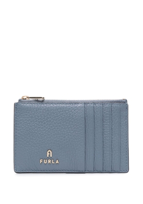 Furla logo-plaque leather card holder - Blue