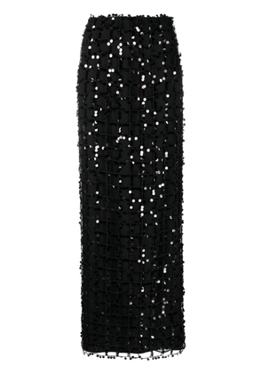 Alberta Ferretti sequin-embellished silk skirt - Black