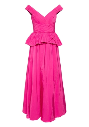 Marchesa Notte draped-detail taffeta gown - Pink