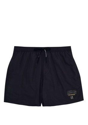 Armani Exchange logo-patch drawstring swim shorts - Black