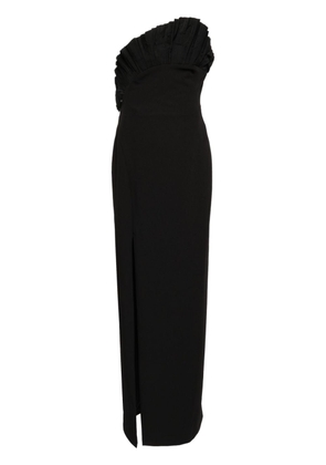 Marchesa Notte pleat-detail strapless gown - Black