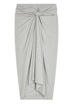 DRIES VAN NOTEN draped cotton midi skirt - Grey
