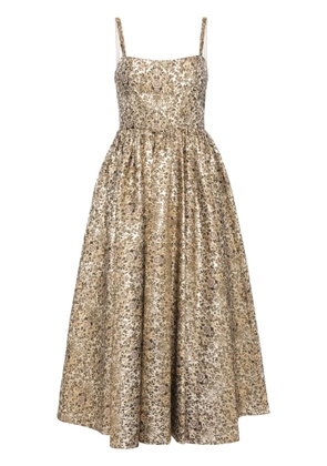 alice + olivia metallic jacquard midi dress - Gold