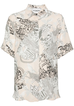 Iceberg graphic-print short-sleeve shirt - Neutrals