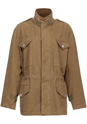 PINKO cotton overshirt high-neck jacket - Brown
