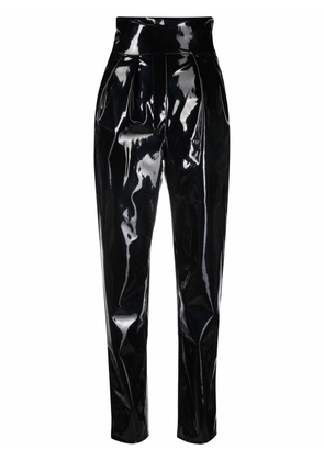 Philipp Plein high-waisted long latex trousers - Black