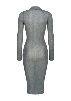 PINKO long-sleeve ribbed-knit polo dress - Grey