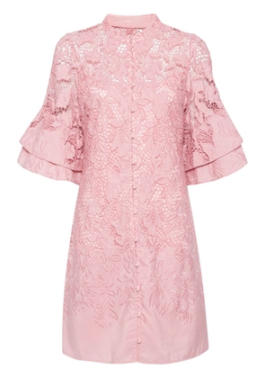 Marchesa Rosa Tiarella guipure-lace dress - Pink
