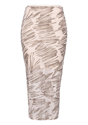 PINKO Gondola glitter-embellished tulle skirt - Neutrals