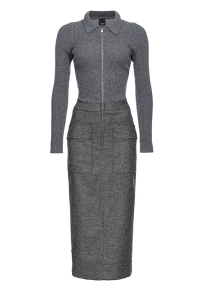 PINKO ribbed-knit zip-fastening dress - Grey
