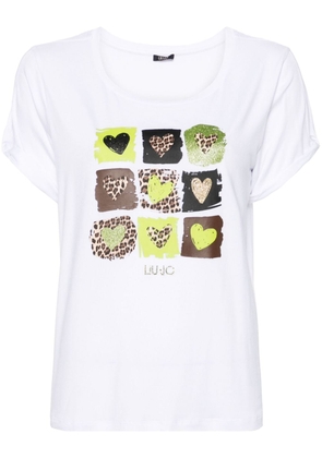 LIU JO hearts-print jersey T-shirt - White