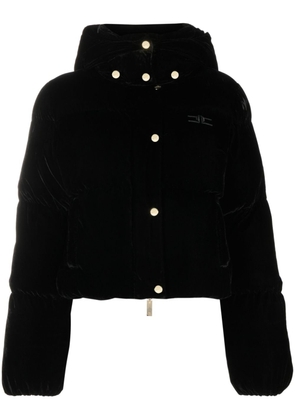 Elisabetta Franchi velvet hooded puffer jacket - Black