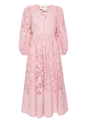Marchesa Rosa Jessamine guipure-lace midi dress - Pink