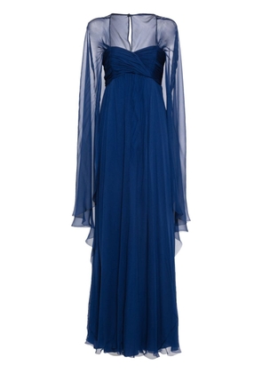 Alberta Ferretti rear-cape chiffon maxi dress - Blue