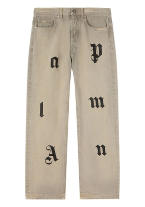Palm Angels logo-patch loose jeans - Grey